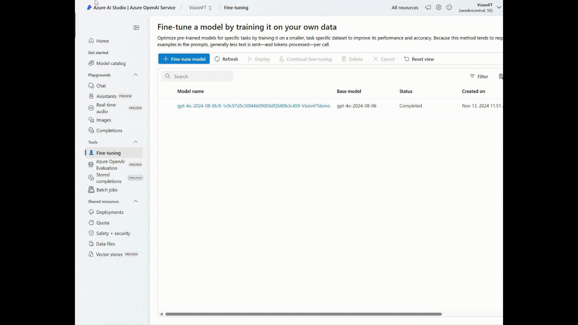 VisionFT Training demo